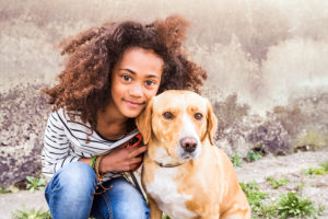 girl with dog